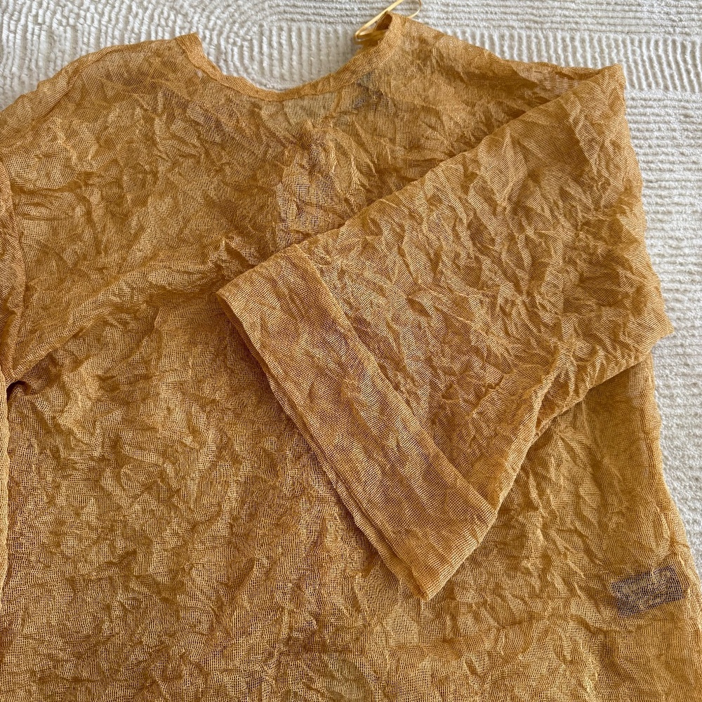 Zara Wrinkled Kimono Top Sz S Golden - Picture 5 of 8